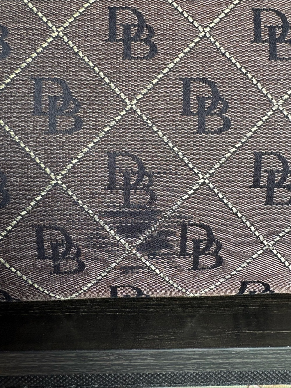 Vintage Dooney & Bourke Monogram Canvas Drawstring Shoulder Tote Bag Brown - Picture 3 of 10